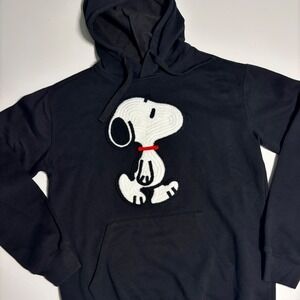 Snoopy Peanuts Hoodie Sweatshirt Black Small Cotton Pullover Charley Brown